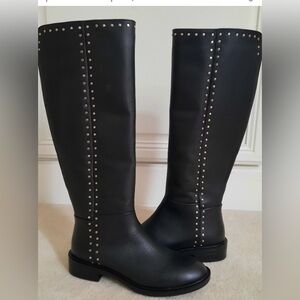 Steve Madden Steven Zoe Studded Leather Riding Boots Black Size 6